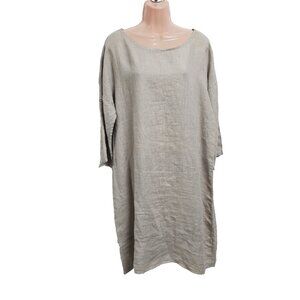 Rosemarine Boho Relaxed  Comfy 100% Italian Linen Dress Size L
